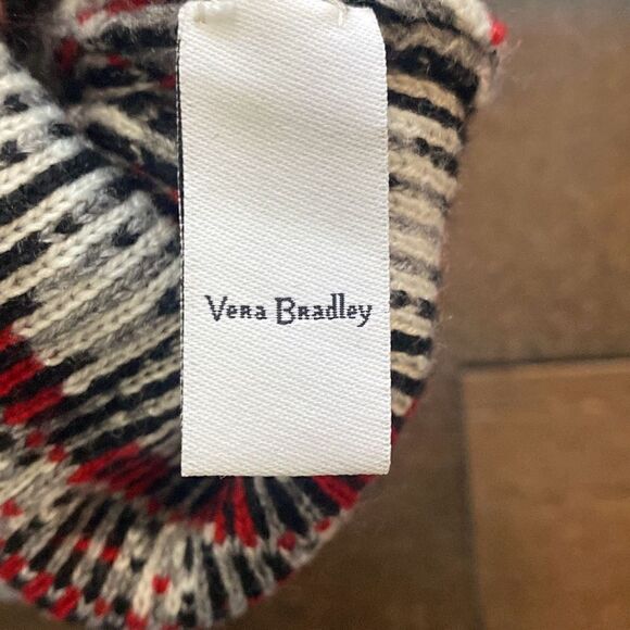 Vera Bradley beanie toboggan pom Pom red gray black winter - Picture 6 of 7